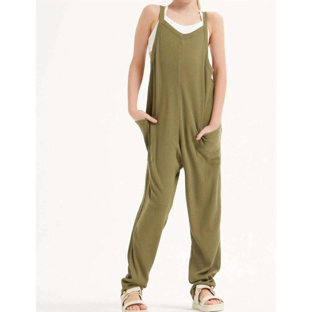 NEW GOOD GIRL girls sleeveless jumpsuit in olive
